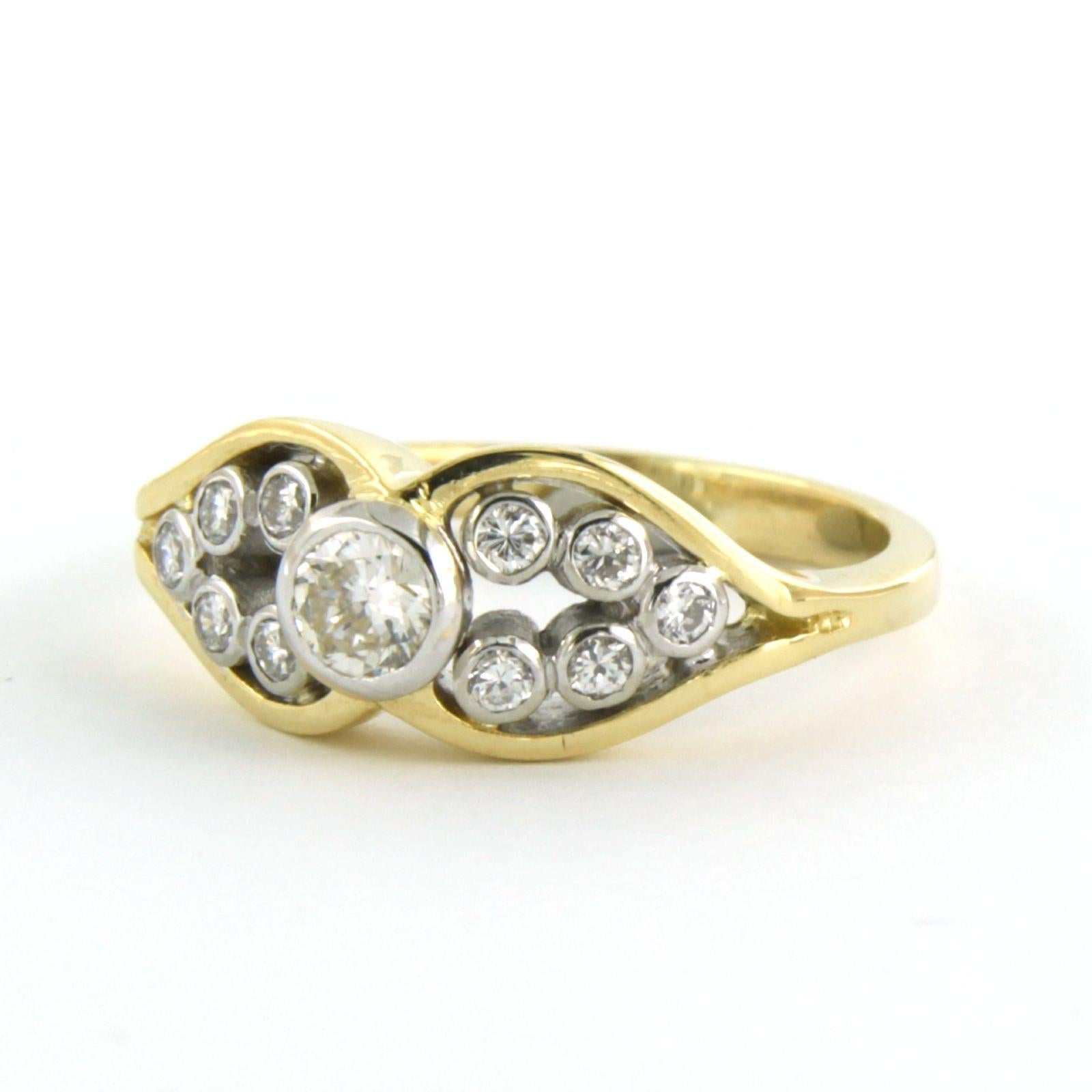 Brilliant Cut Ring set with brilliant cut diamonds 0.30 ct, 18k bicolour gold For Sale