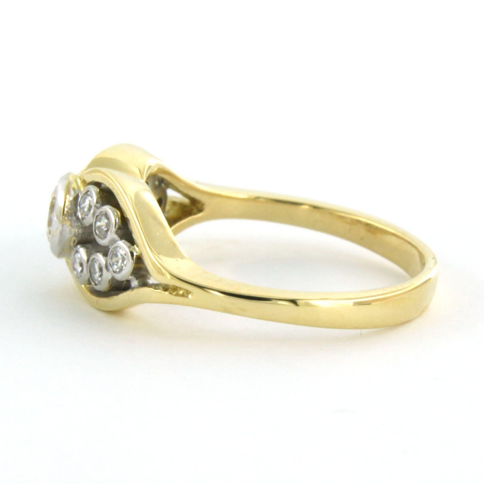 Ring set with brilliant cut diamonds 0.30 ct, 18k bicolour gold In Excellent Condition For Sale In The Hague, ZH