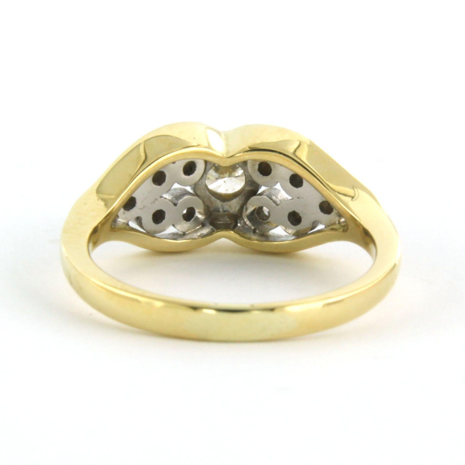 Women's Ring set with brilliant cut diamonds 0.30 ct, 18k bicolour gold For Sale