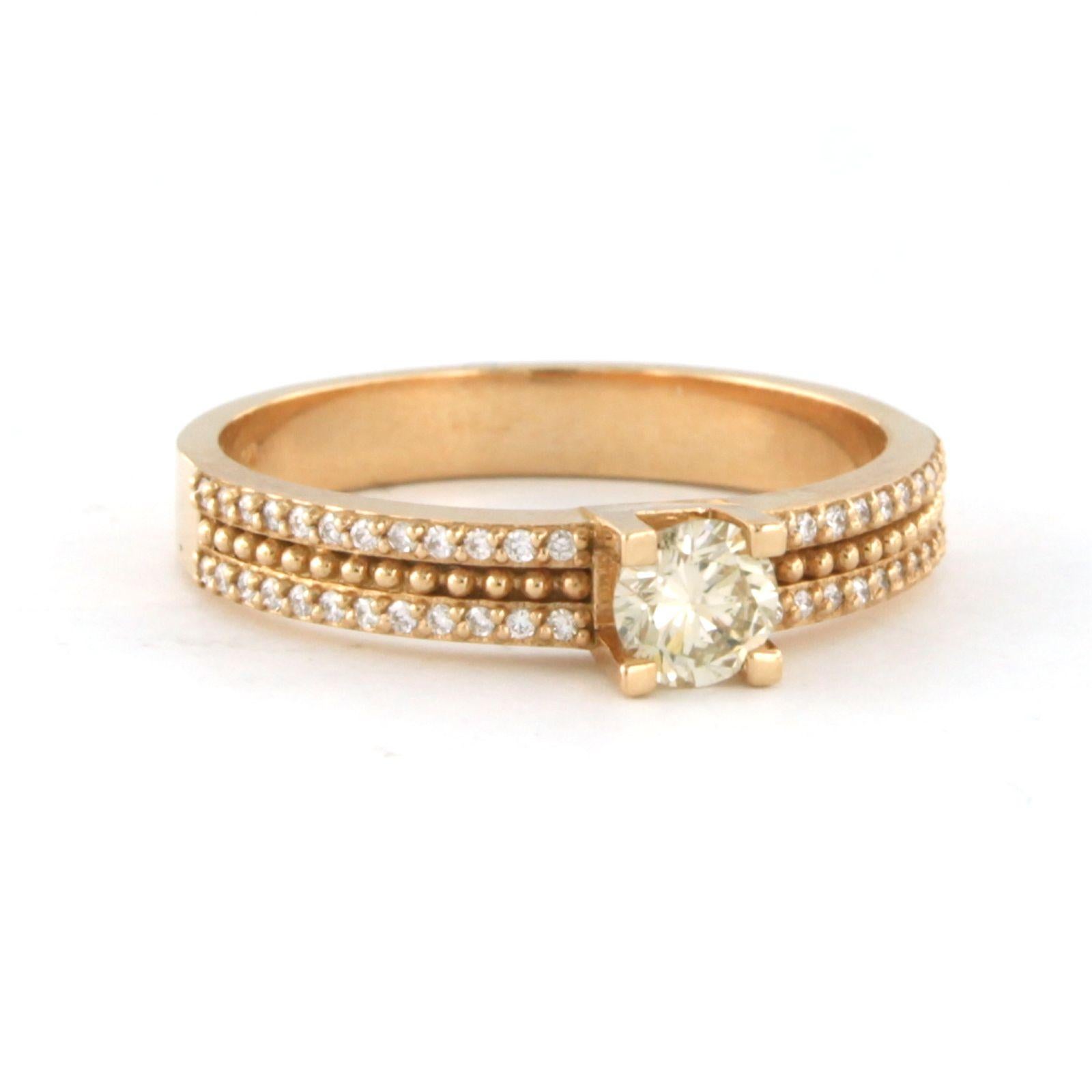 Modern Ring set with brilliant cut diamonds uo to 0.48ct 18k pink gold For Sale