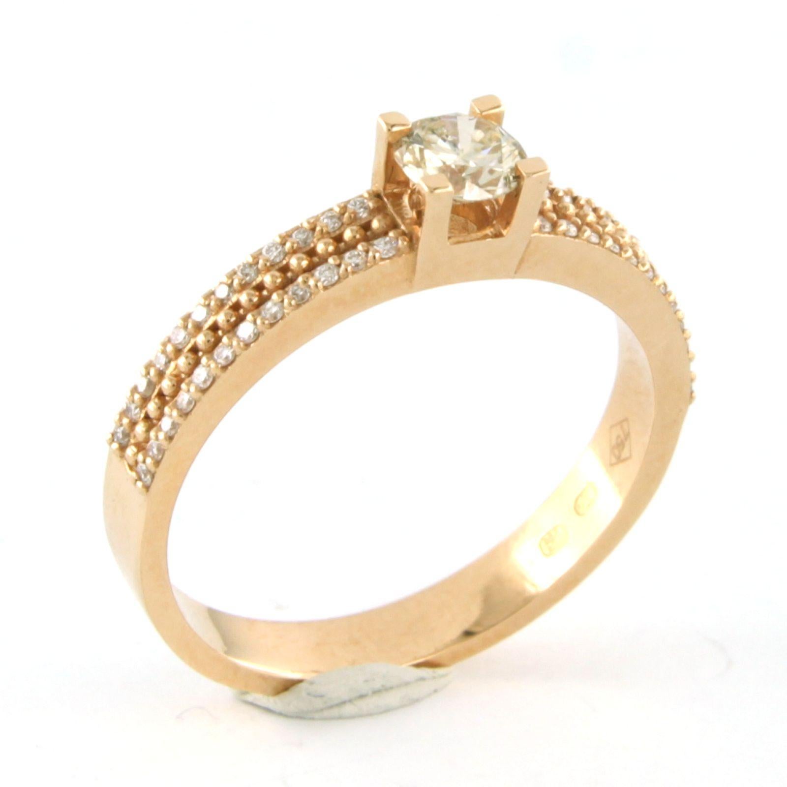 Brilliant Cut Ring set with brilliant cut diamonds uo to 0.48ct 18k pink gold For Sale