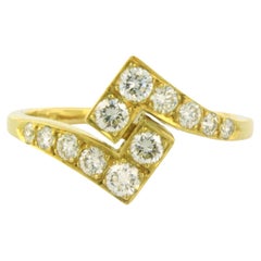 Ring set with brilliant cut diamonds up to 0.50 ct - 18k gold