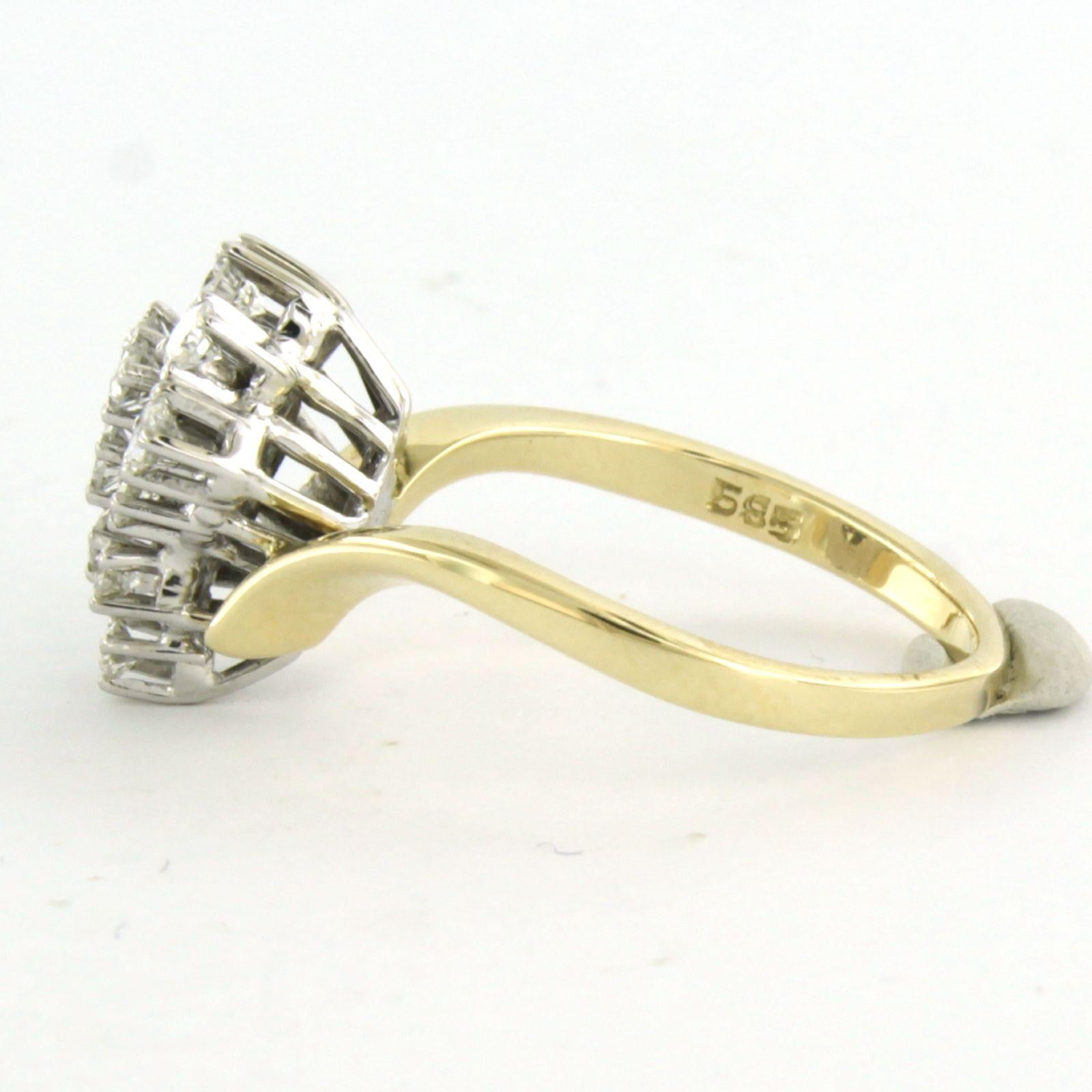 Brilliant Cut Ring set with brilliant cut diamonds up to 0.50ct 14k bicolour gold For Sale