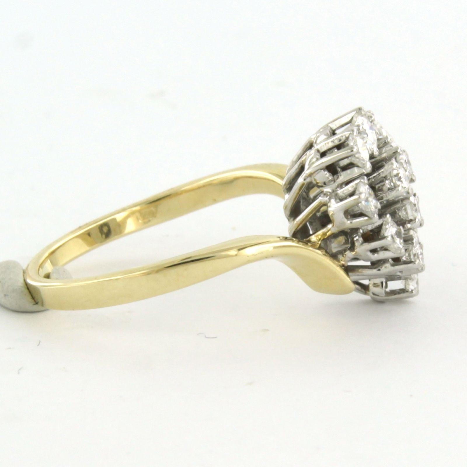 Ring set with brilliant cut diamonds up to 0.50ct 14k bicolour gold In Excellent Condition For Sale In The Hague, ZH
