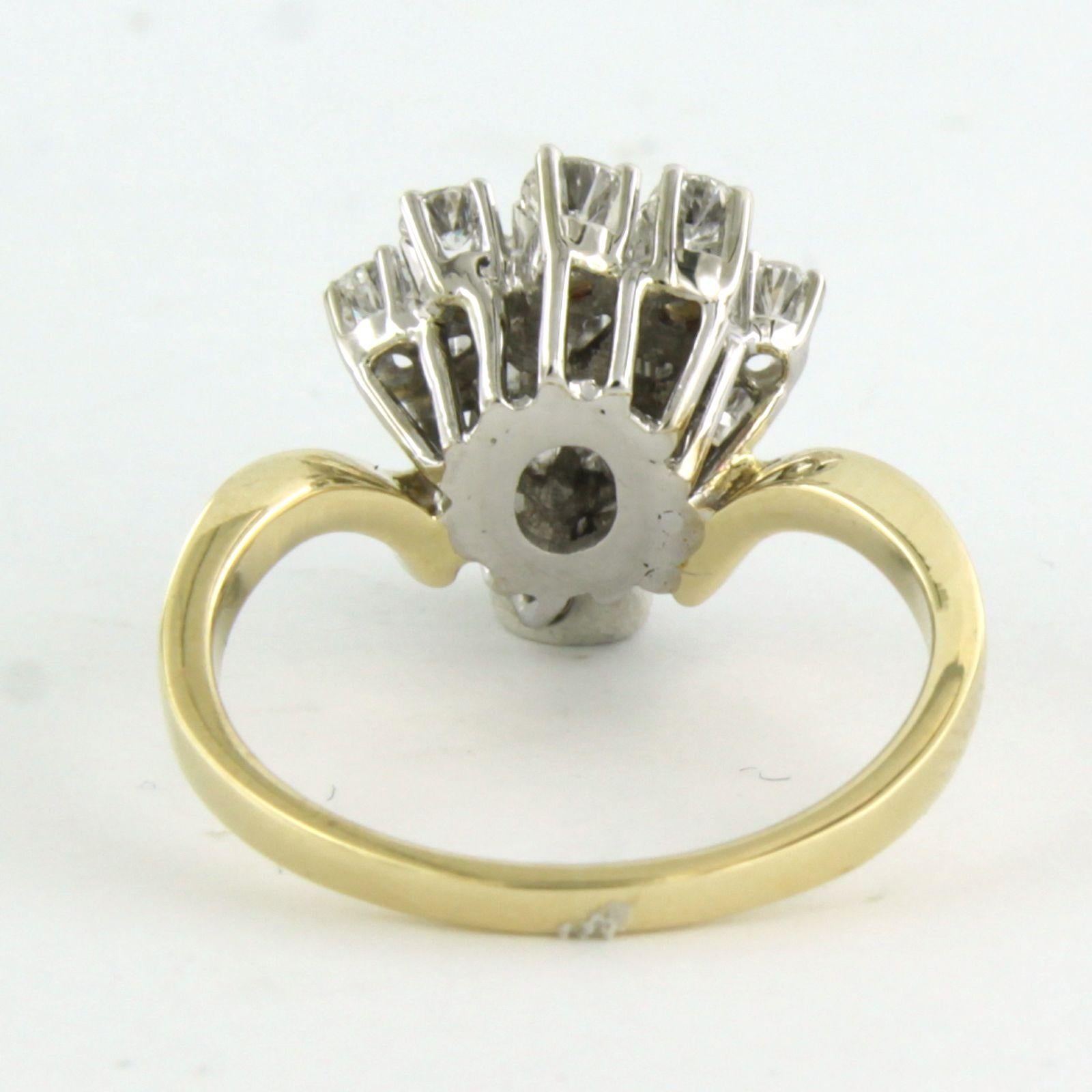 Women's Ring set with brilliant cut diamonds up to 0.50ct 14k bicolour gold For Sale