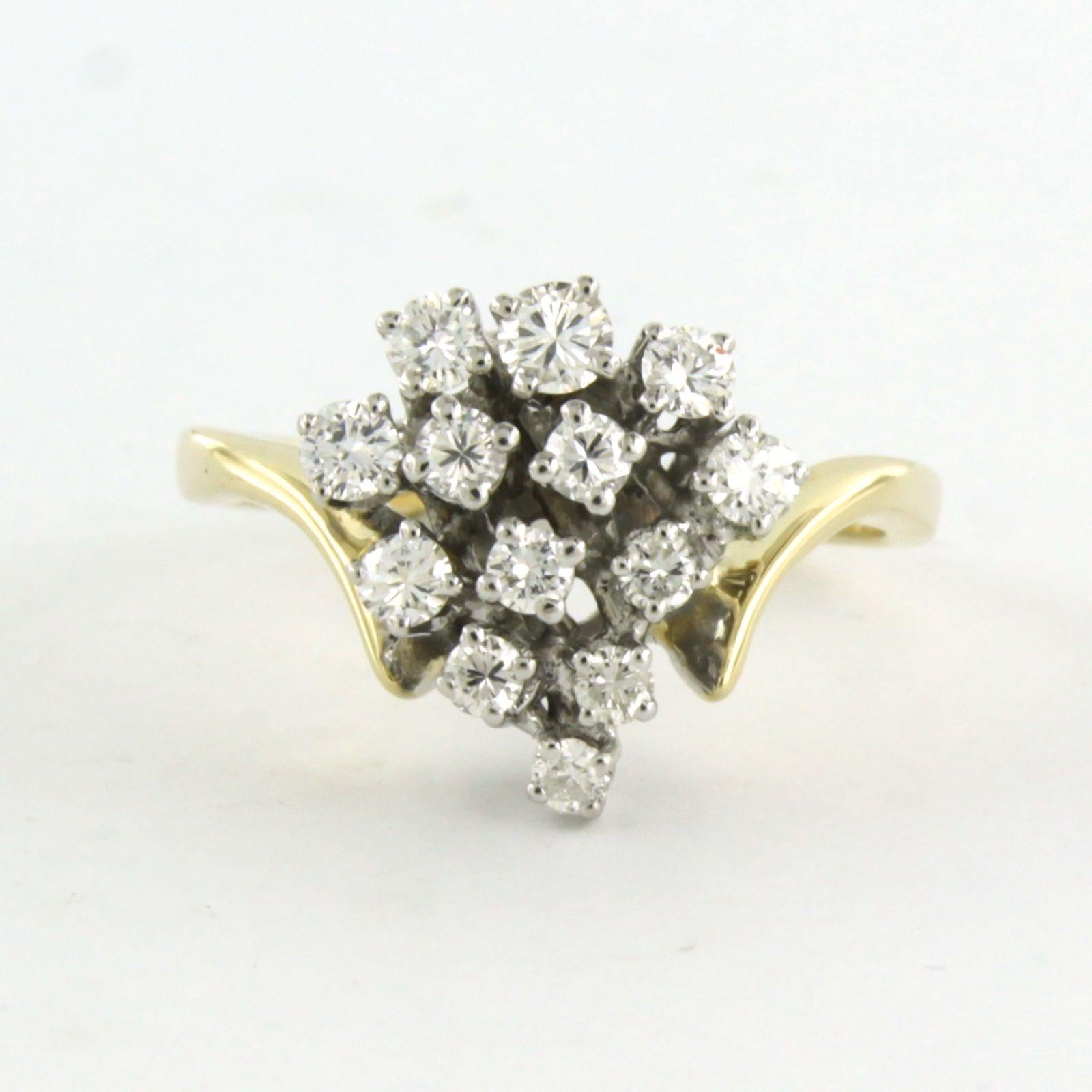 Ring set with brilliant cut diamonds up to 0.50ct 14k bicolour gold For Sale 1