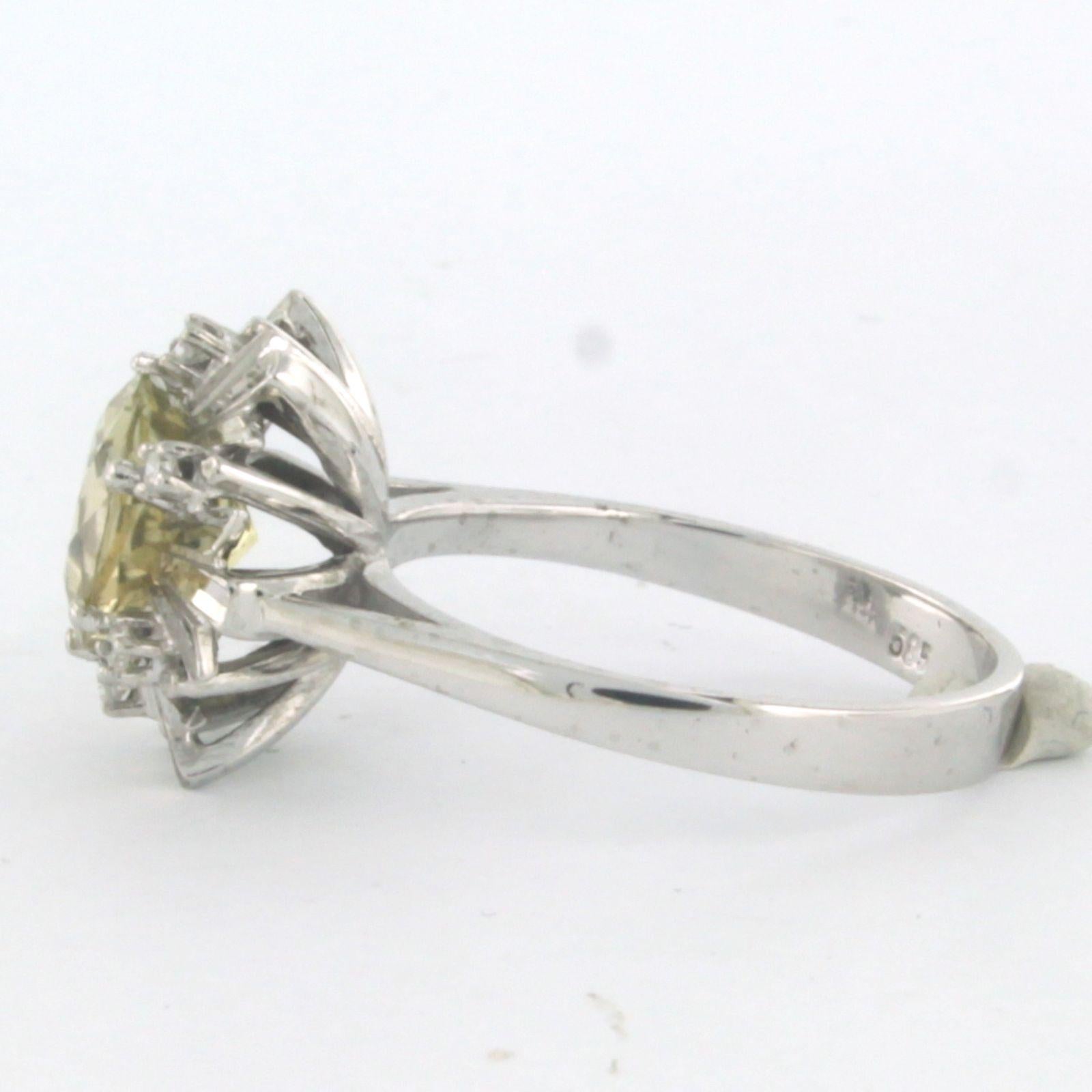 Ring set with citrine and diamonds 18k white gold In Good Condition For Sale In The Hague, ZH