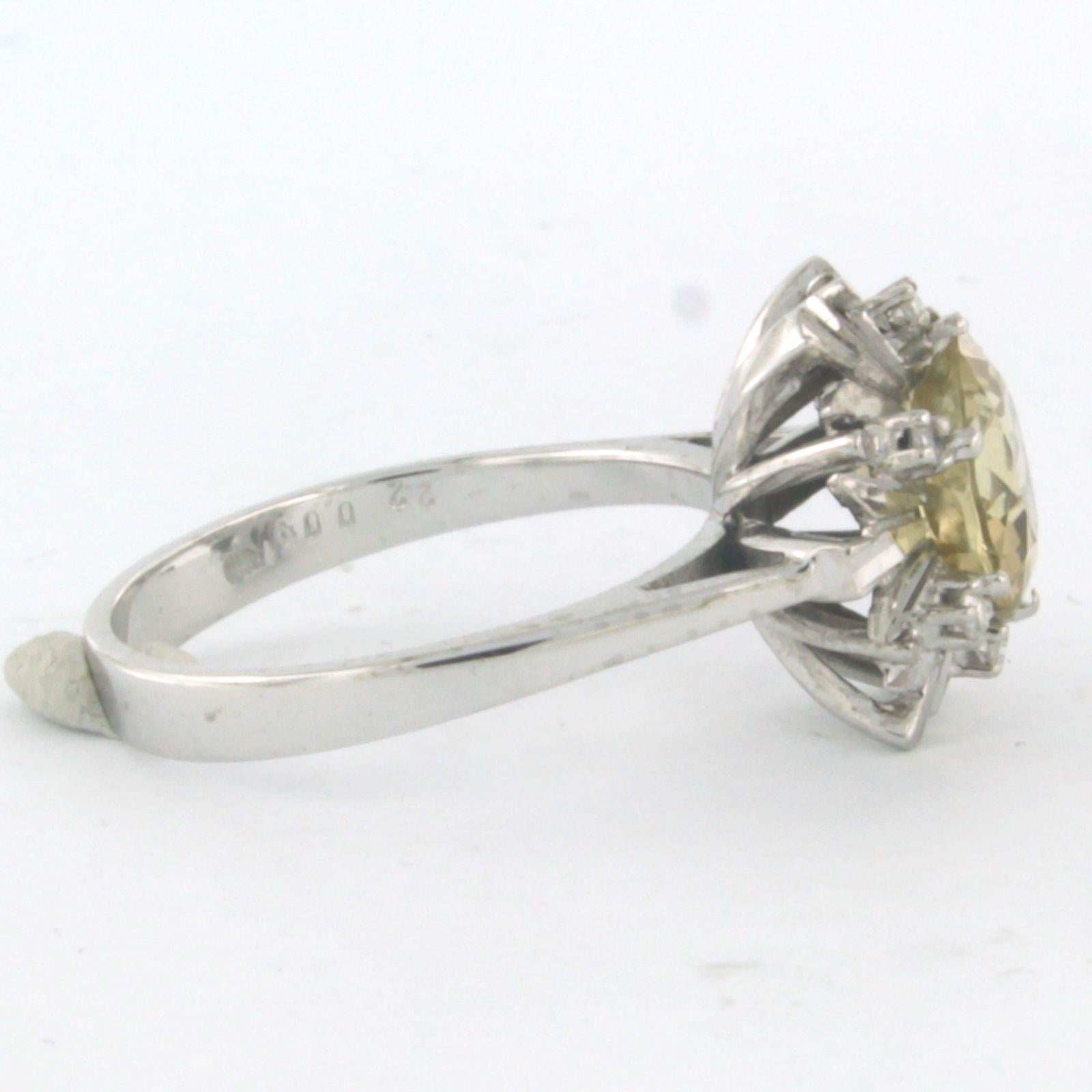 Women's Ring set with citrine and diamonds 18k white gold For Sale