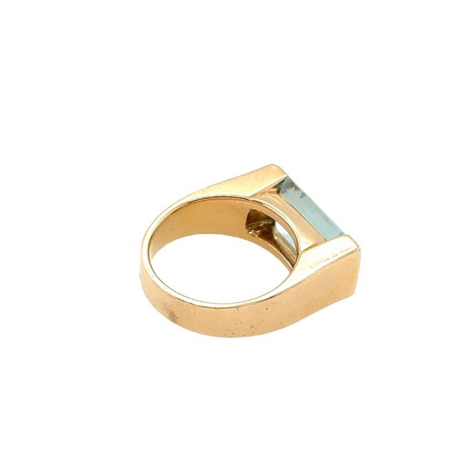 Emerald Cut Ring Set with Emerald Shape Aquamarine in 18ct Rose Gold For Sale