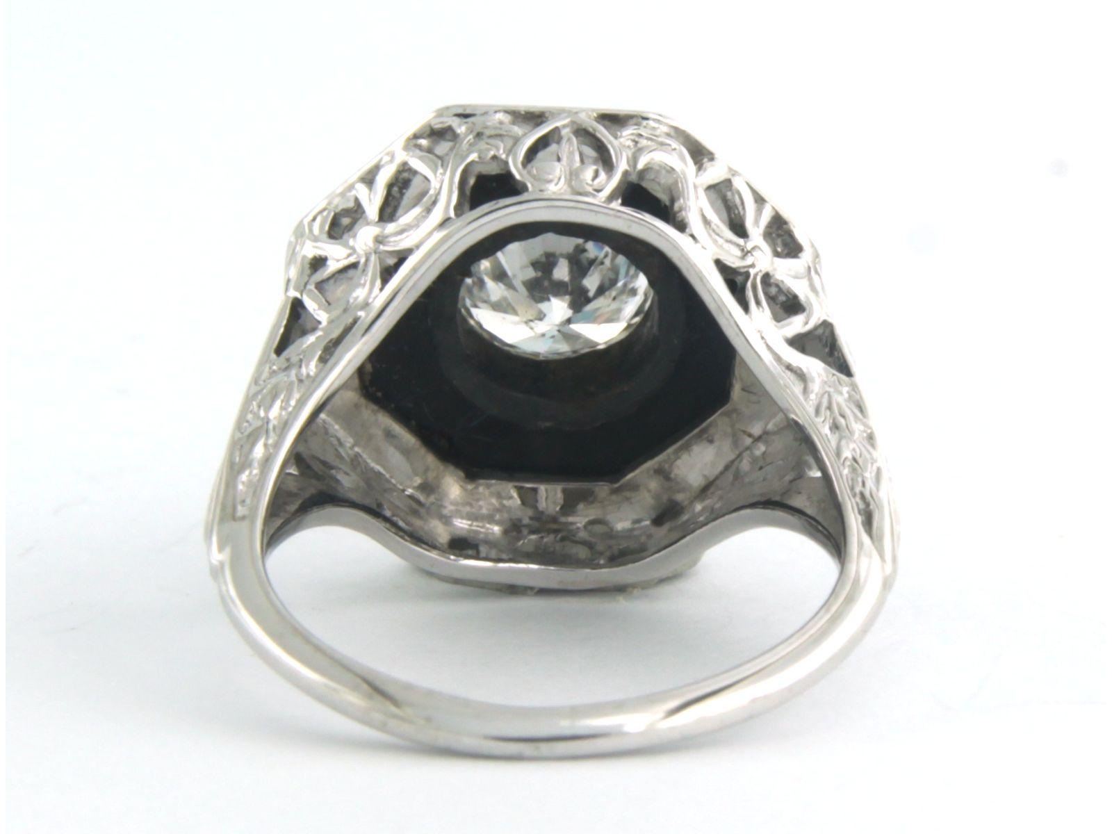 Ring set with onyx brilliant diamond up to 0.80ct 18k white gold  In Excellent Condition For Sale In The Hague, ZH