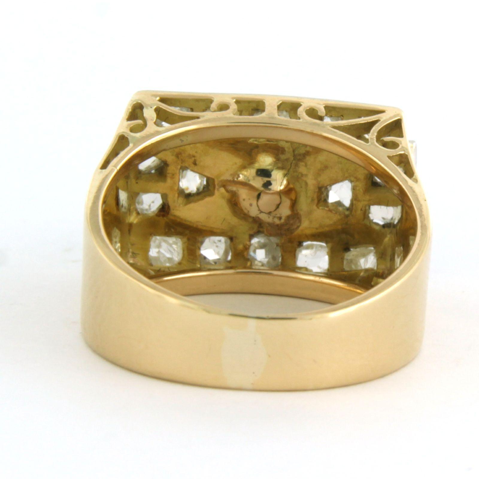 Women's Ring with pearl and rose cut diamond 0.20 ct, 18k bicolor gold For Sale