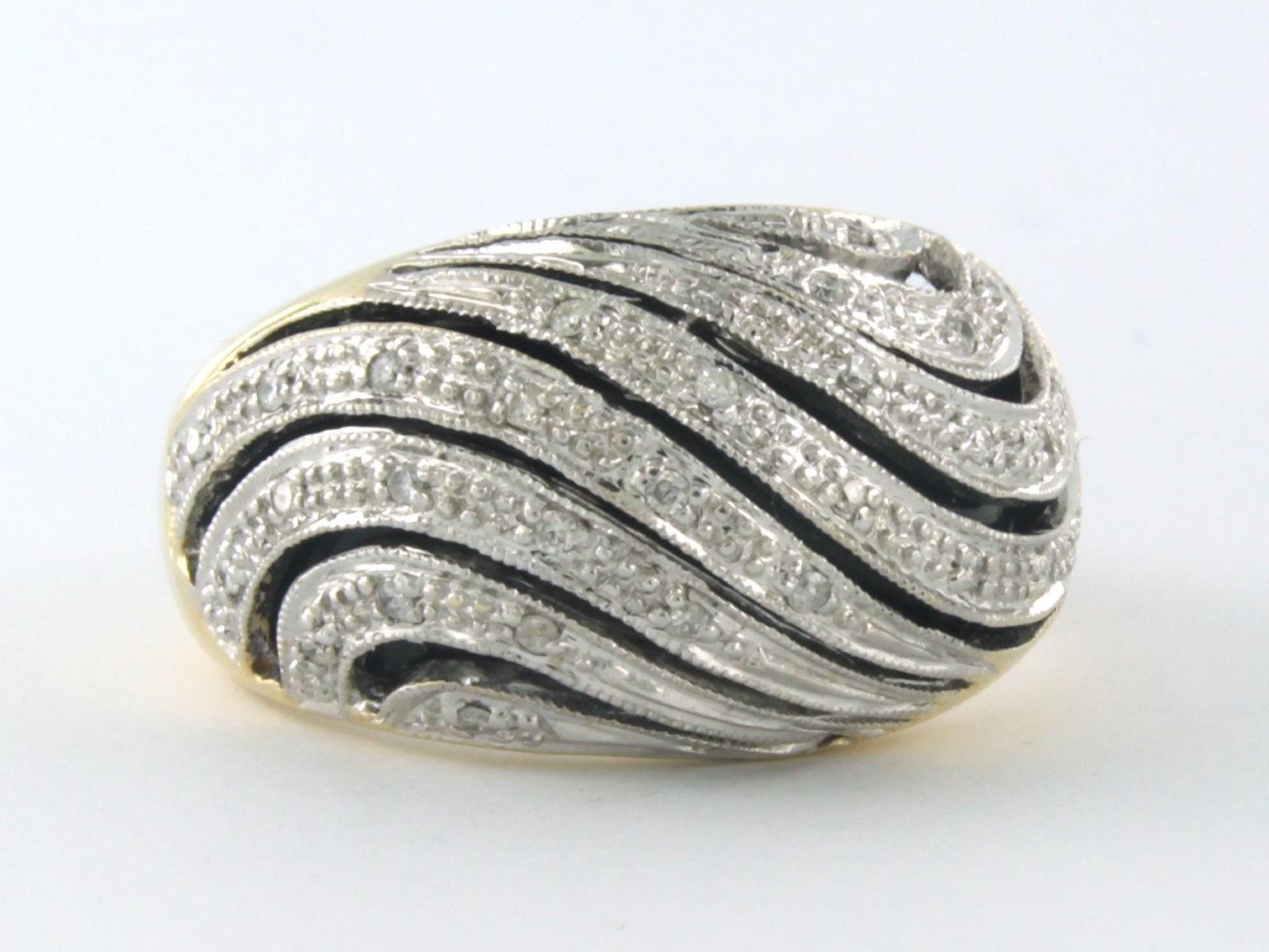 Modern Ring with presumably onyx and single cut diamond up to 0.15ct 10.1 gram 14k gold For Sale