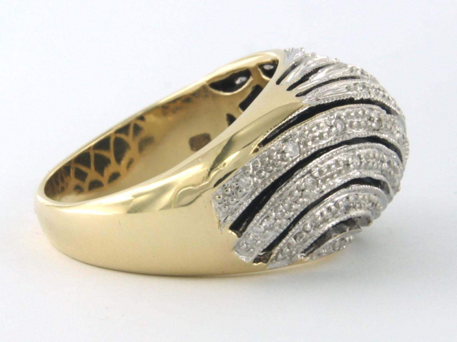 Ring with presumably onyx and single cut diamond up to 0.15ct 10.1 gram 14k gold In Good Condition For Sale In The Hague, ZH