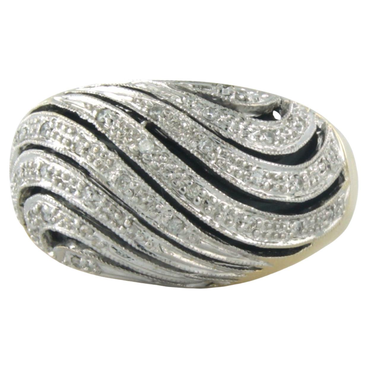 Ring with presumably onyx and single cut diamond up to 0.15ct 10.1 gram 14k gold For Sale