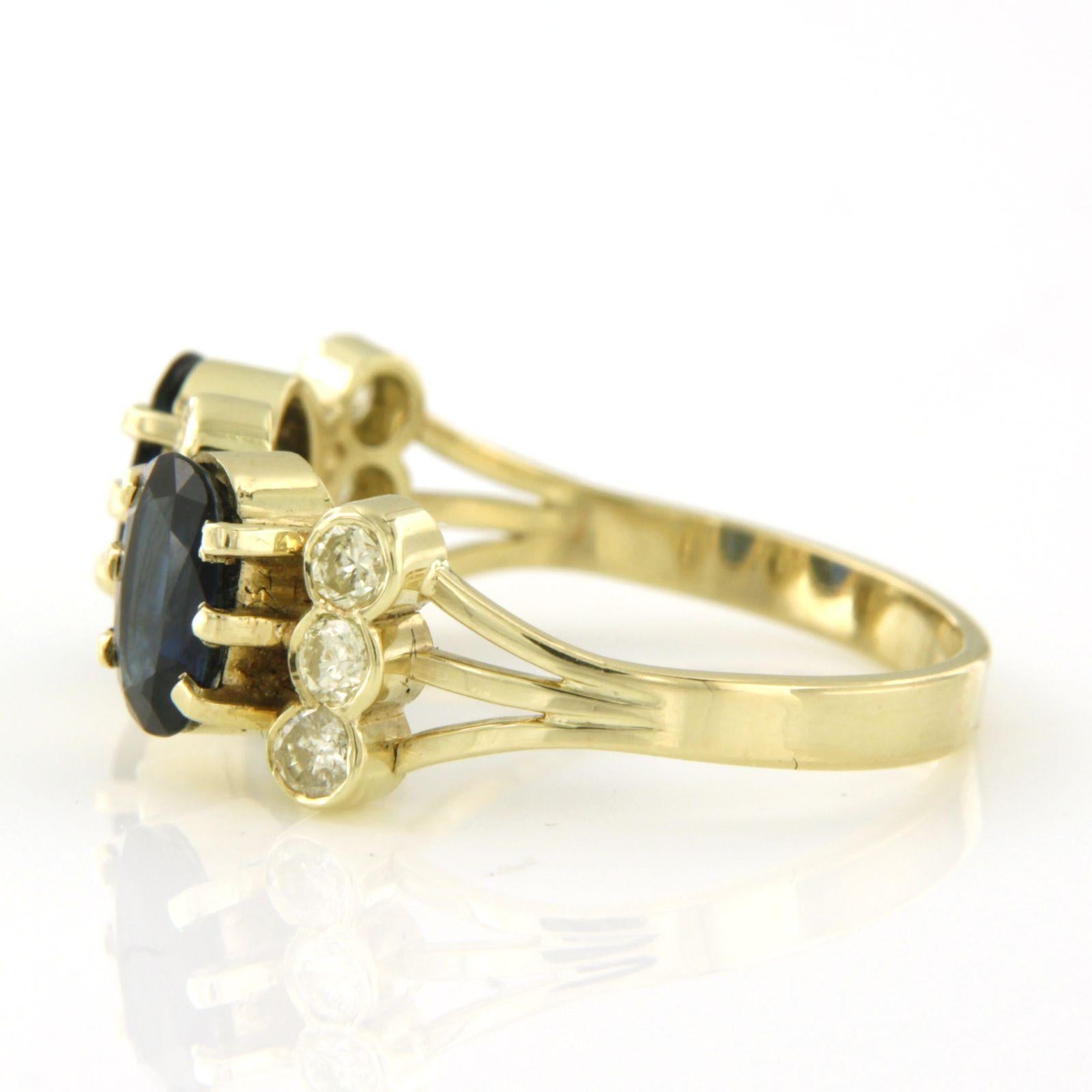 Bague sertie d'un saphir 2.00ct et d'un diamant taille brillant 0.50 ct, or 14k Pour femmes en vente