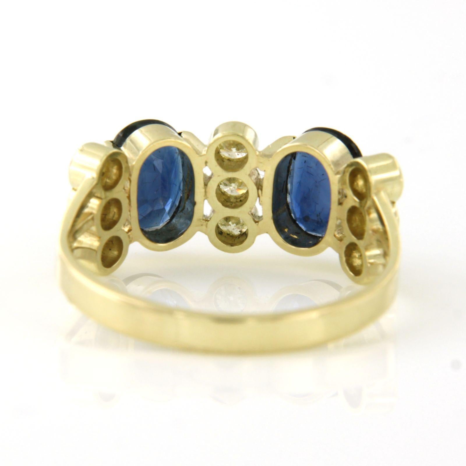 Bague sertie d'un saphir 2.00ct et d'un diamant taille brillant 0.50 ct, or 14k en vente 1