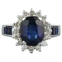 Anello con zaffiro e diamante taglio brillante da 0,50 carati, oro bianco 18 carati