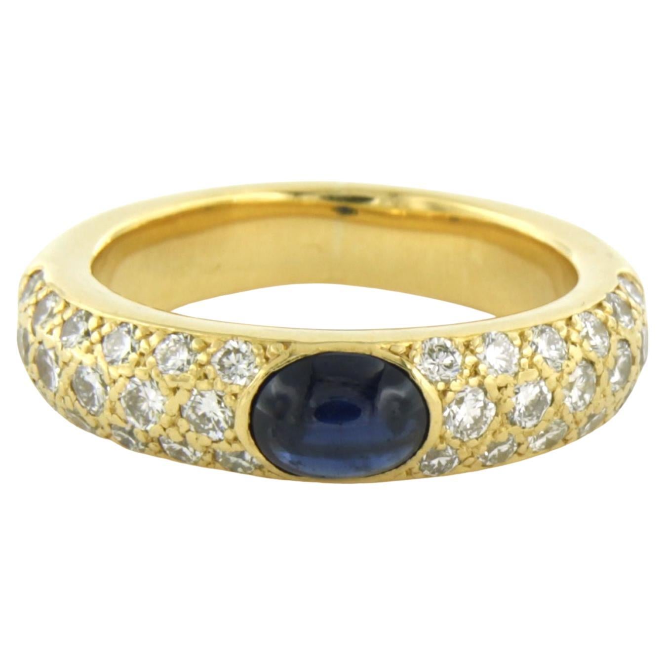 Anello con zaffiro e diamanti taglio brillante 1,20 carati, oro 18 carati 10,0 grammi in vendita