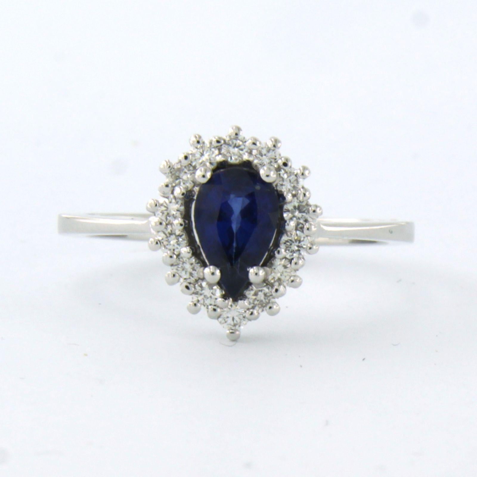 18k white gold ring set met sapphire and brilliant cut diamonds 0.26 ct F/G VS/SI - ring size US 7.25 - EU 17.5 (55)

Detailed description

the top of the ring is 1.2 cm wide, and 5.7 mm high

weight 3.2 grams

ring size US 7.25 - EU 17.5 (55), ring