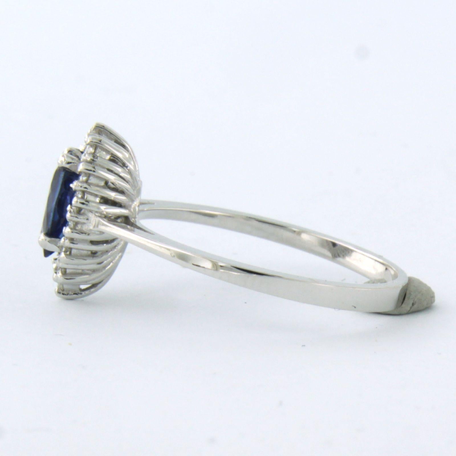 Women's Ring set with sapphire and diamonds 18k white gold For Sale