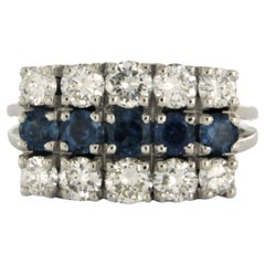 Ring set with Sapphire and Diamonds 18k white gold