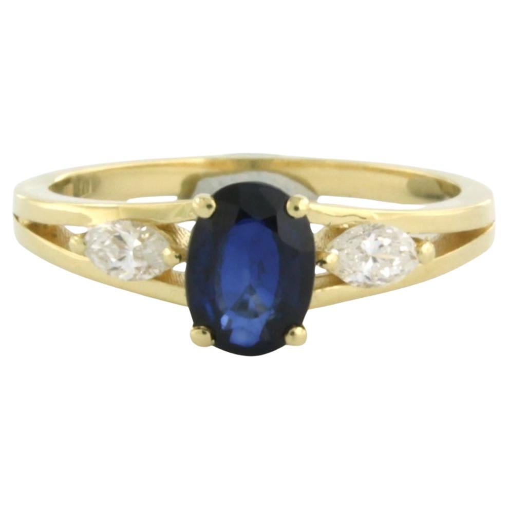Ring set with Sapphire and diamonds 18k yellow gold