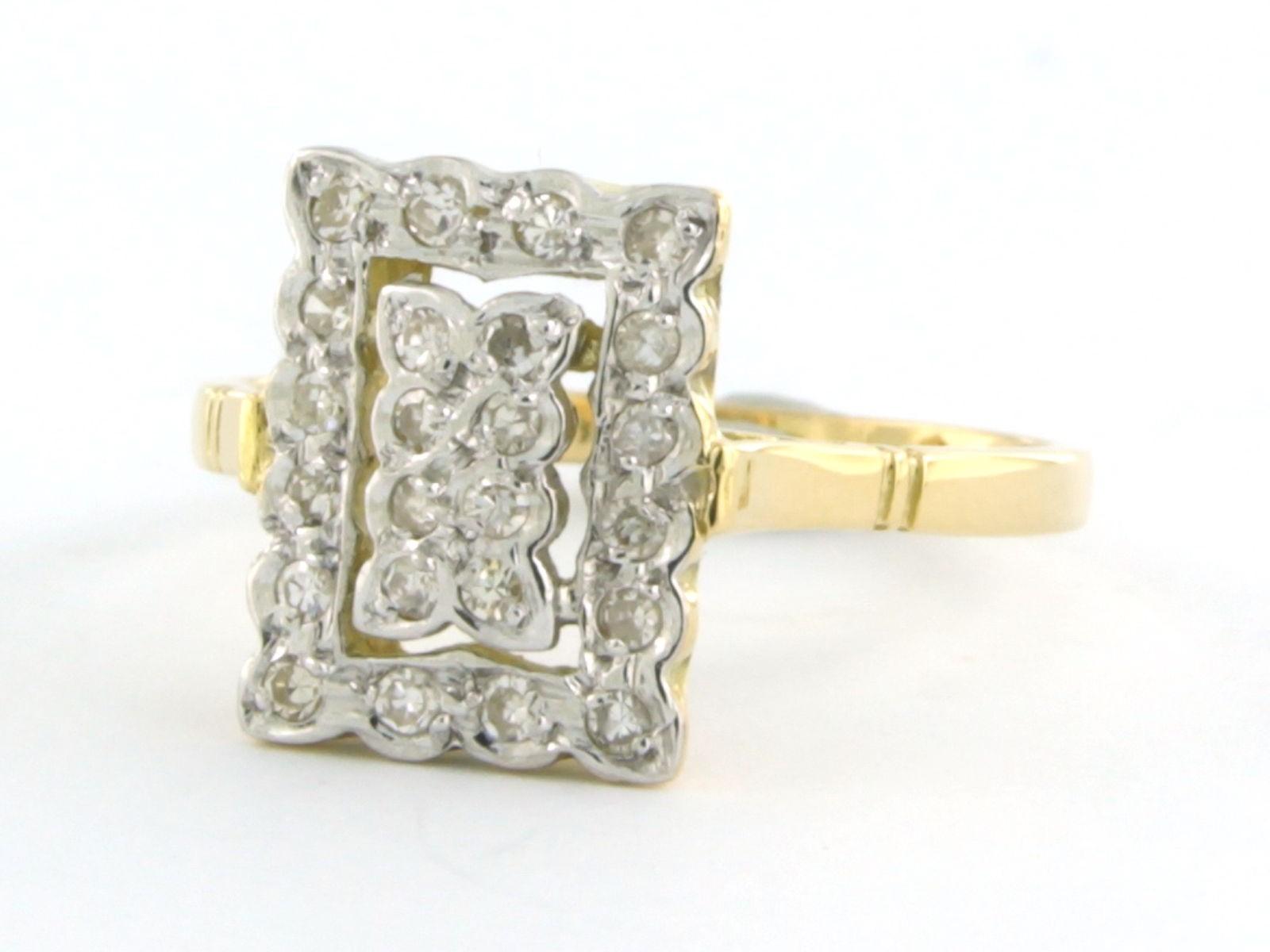Ring mit Diamanten im Einzelschliff von 0,30 Karat, 18 Karat zweifarbigem Gold (Einfacher Schliff) im Angebot