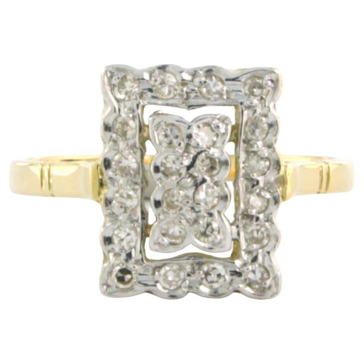 Ring set with single cut diamond 0.30 ct, 18k bicolor gold