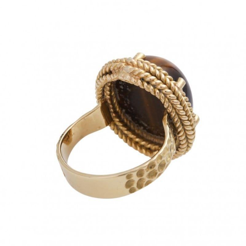 Ring Set with Tiger Eye Cabochon In Good Condition For Sale In Stuttgart, BW