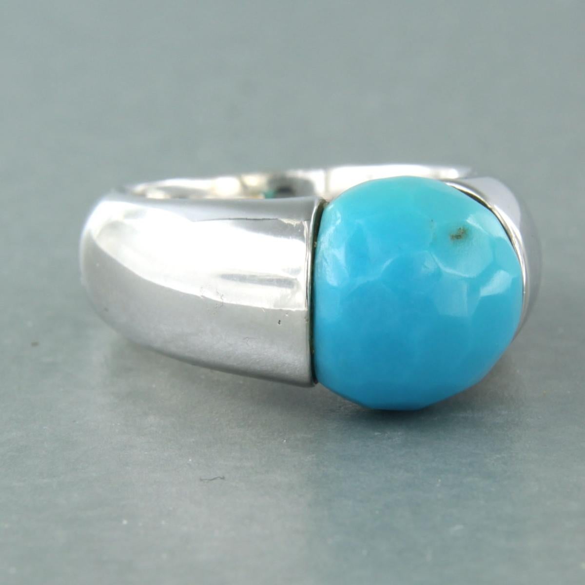 Modern Ring set with turquoise 14k white gold For Sale