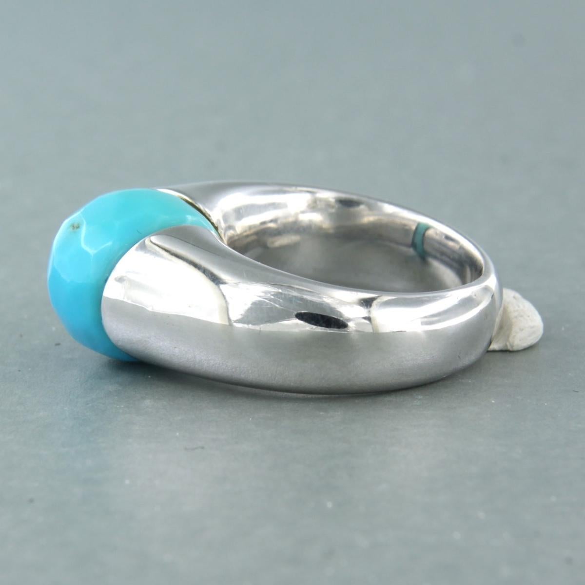 Ring set with turquoise 14k white gold For Sale 1