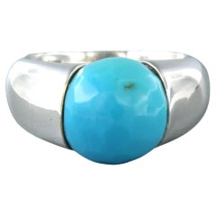 Ring set with turquoise 14k white gold