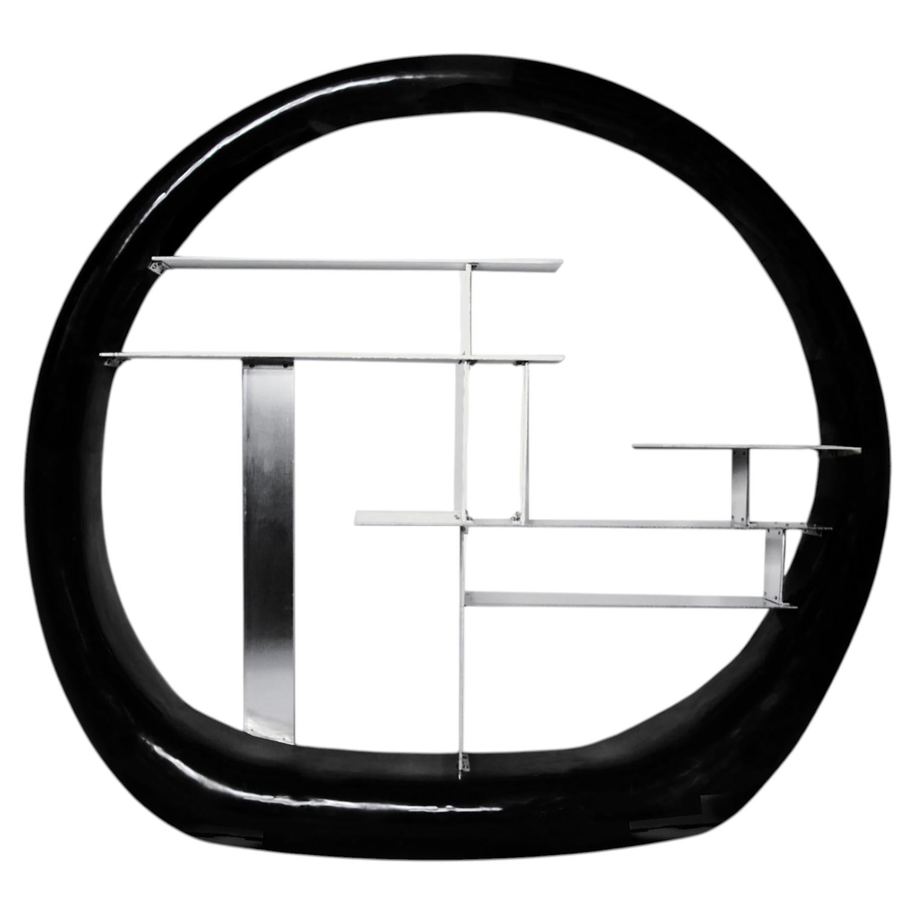 Wandregal, lackiertes Holz in Ringform, postmodernes Design, Panorammma, Mexiko im Angebot
