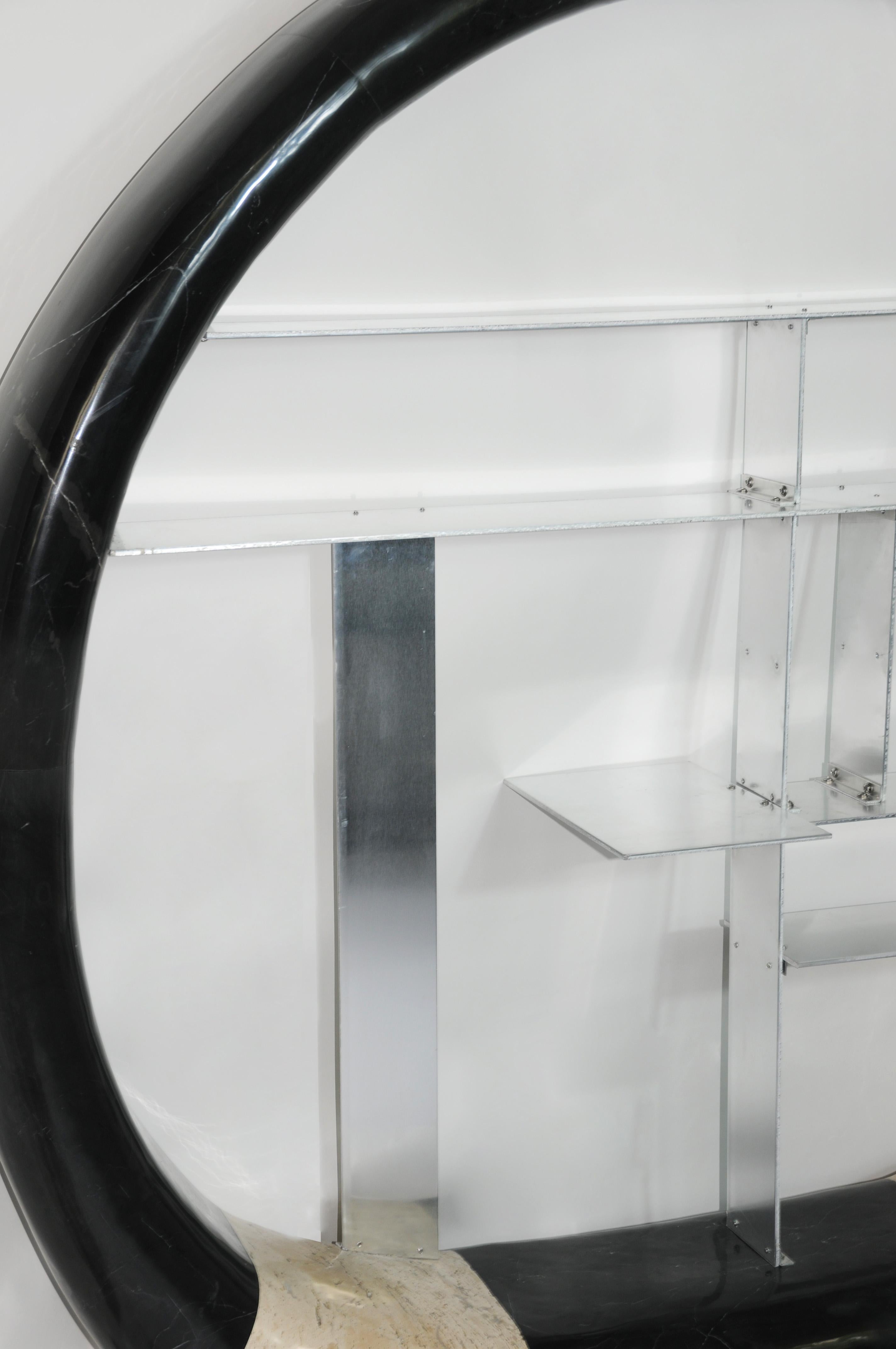 Turned Ring Shelf in Laquer Wood For Sale