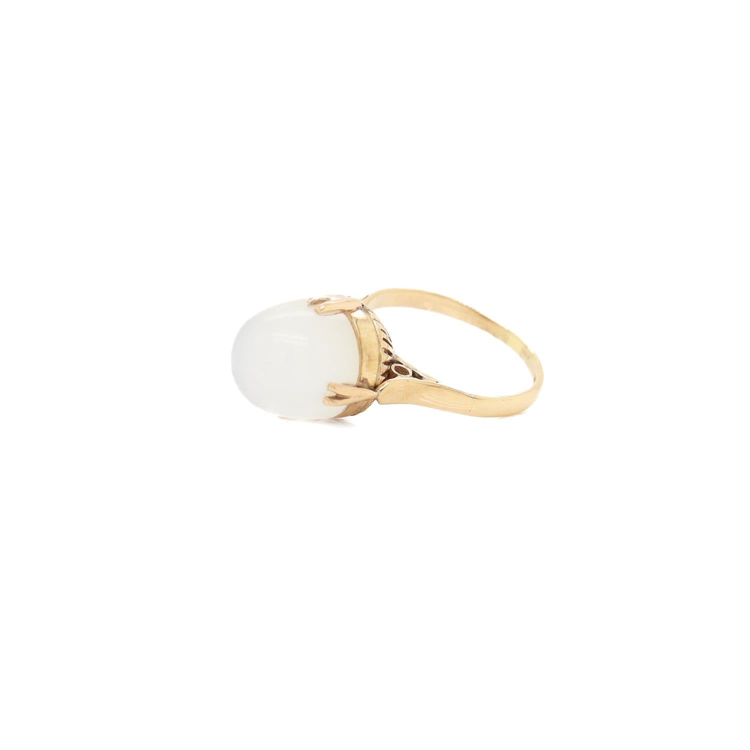 Antiker Art Deco 14K Gold & Mondstein Kugel-Cabochon-Cocktailring, Art déco 7
