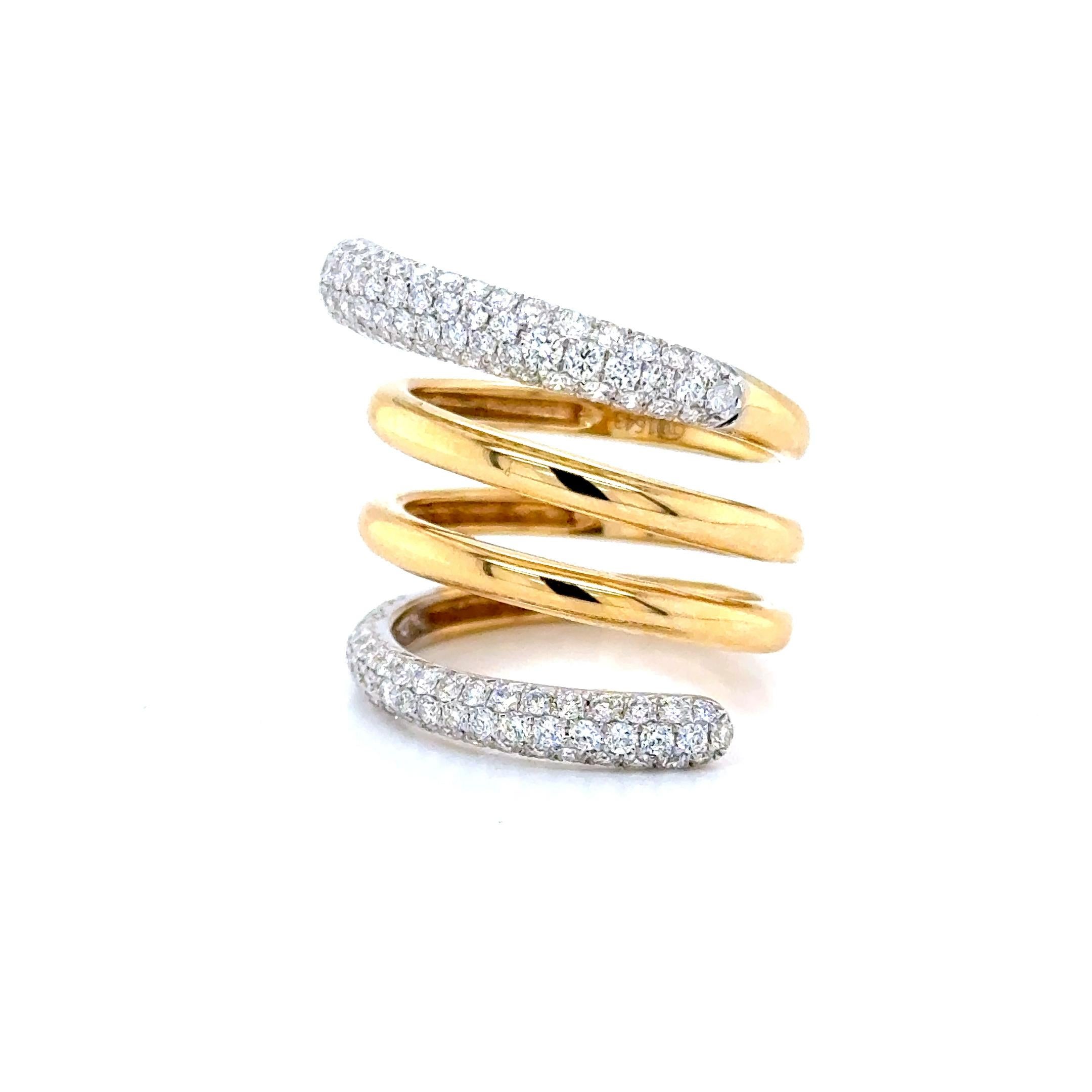 De las mujeres Anillo Espiral Redondo Amarillo Oro y Diamantes en venta