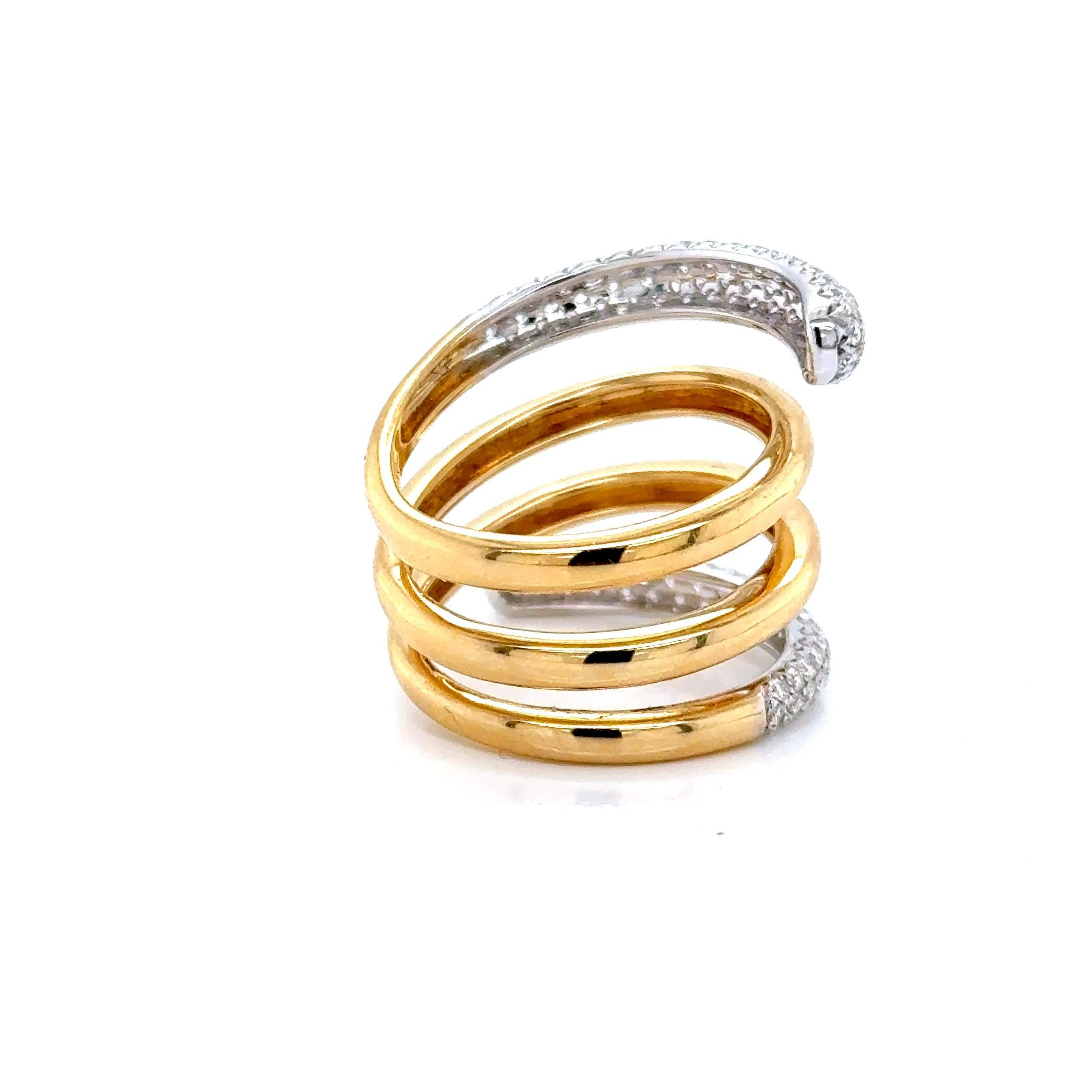Anillo Espiral Redondo Amarillo Oro y Diamantes en venta 1