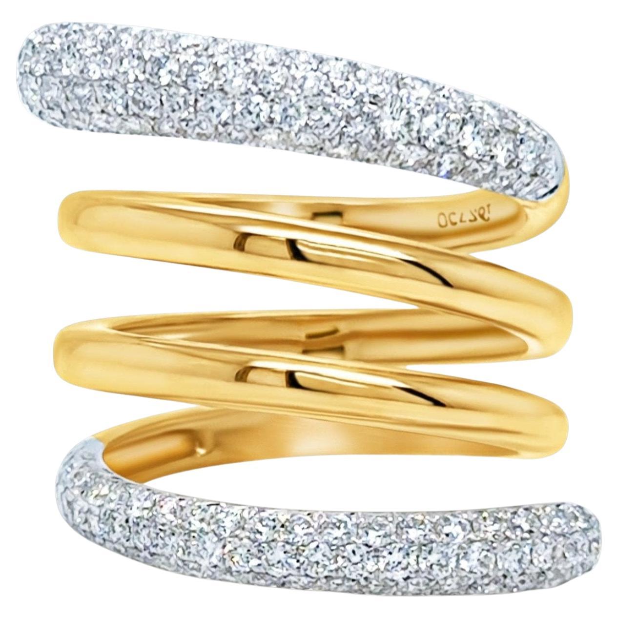 Anillo Espiral Redondo Amarillo Oro y Diamantes en venta