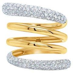 Ring Spiral Yellow Round Gold & Diamonds