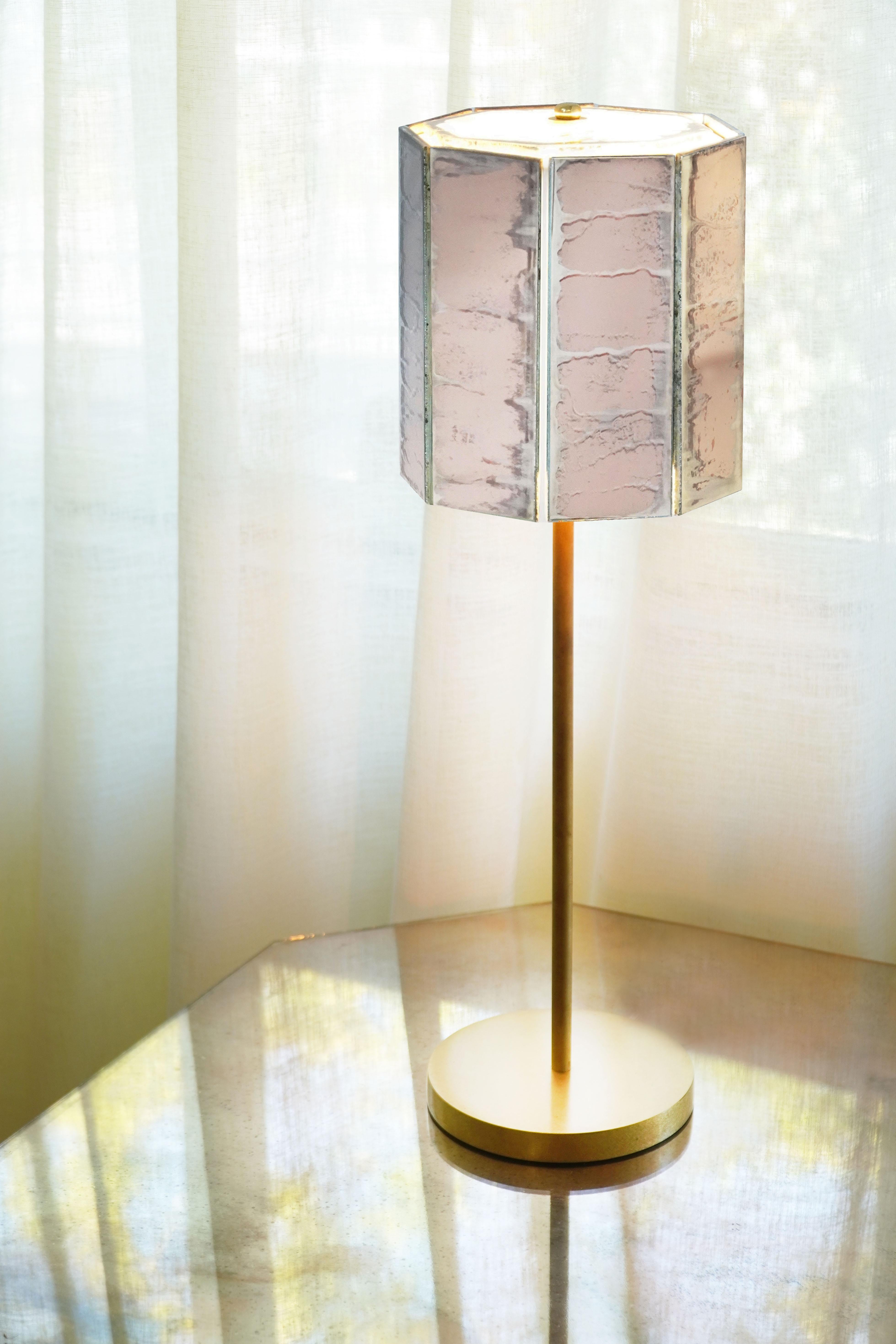 RING Table Lamp art Rose Silvered Glass  For Sale 5