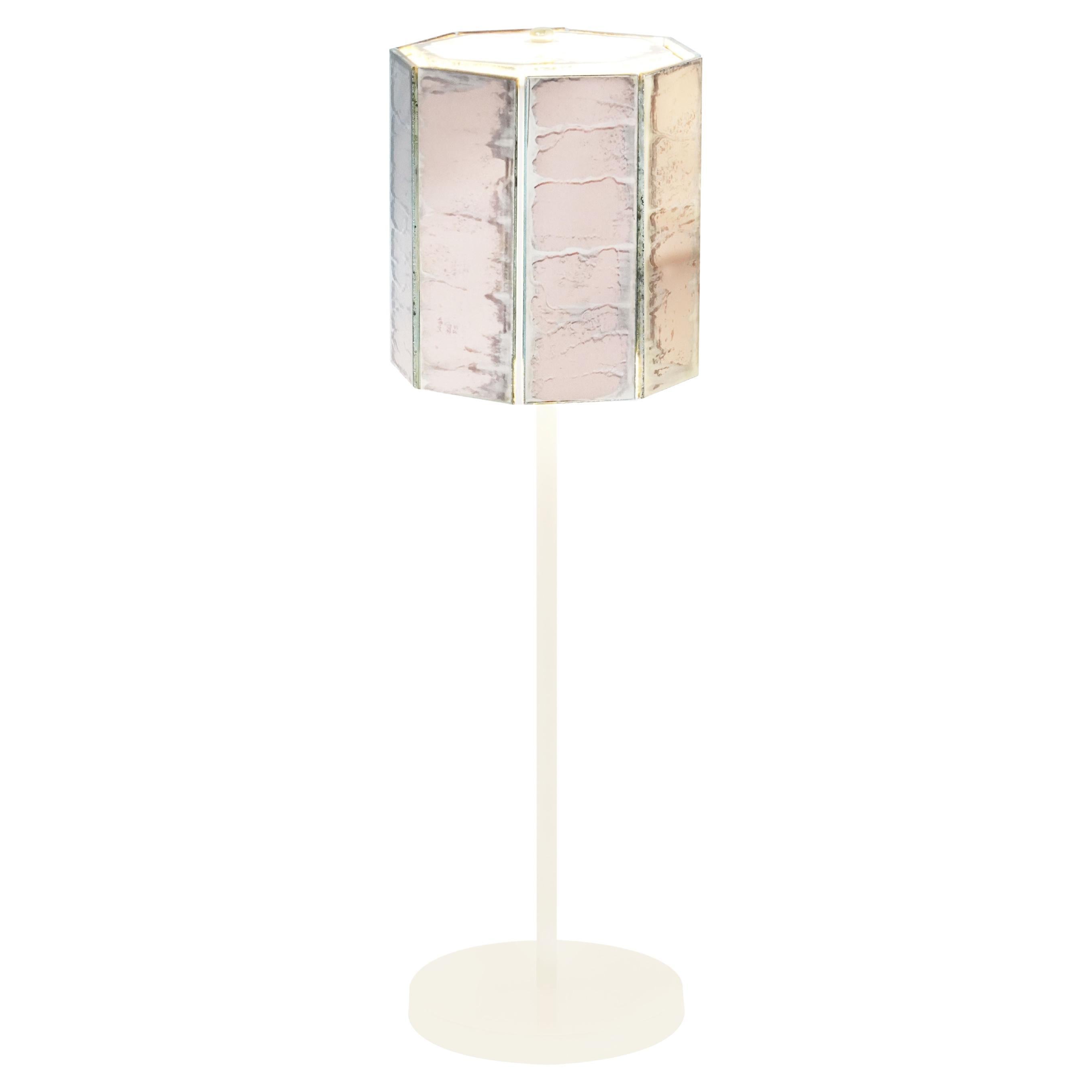 RING Tischlampe aus versilbertem Glas mit Rosensilber  (Moderne) im Angebot
