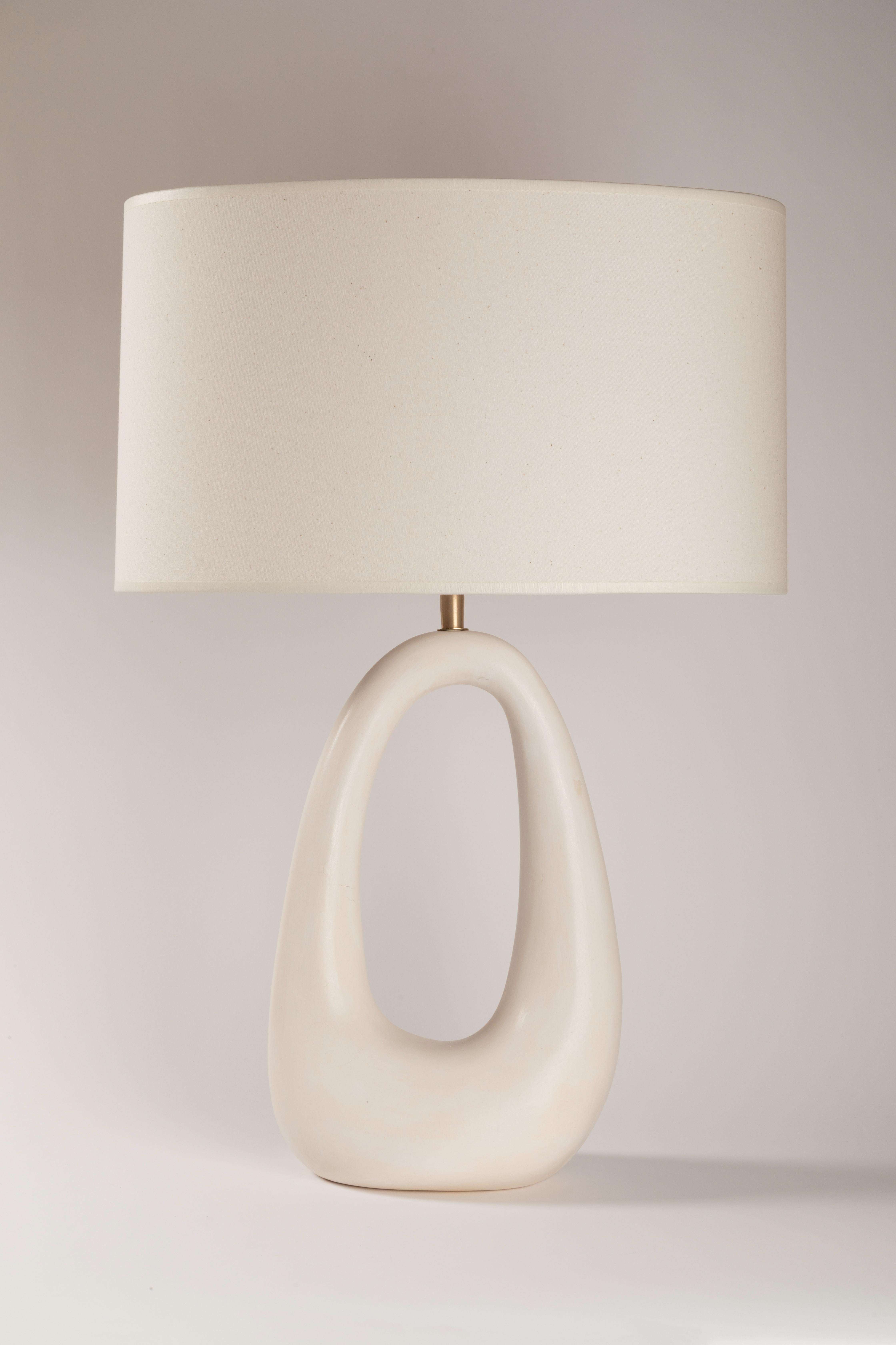 Hypnos table lamp by Elsa Foulon
Dimensions: D 64 x H 41 cm 
Materials: Ceramic, Brass, Linen
Unique Piece
Also available in different finishes and dimensions.

All our lamps can be wired according to each country. If sold to the USA it will be