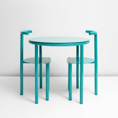 Ring Table with 2 chairs- Minimal Coloured Tubular Metal Dinning / Cafe Table