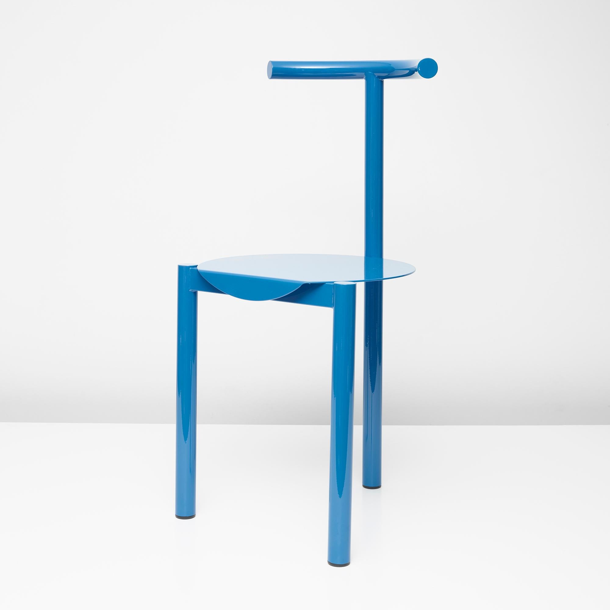 Poudré Table Ring avec 2 chaises - Table de salle à manger/table basse en métal tubulaire aux couleurs minimalistes en vente