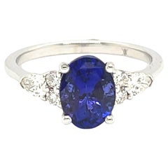 Ring Tanzanite 2, 23 Carats Diamonds 0, 14 Carats White Gold 18 Carats