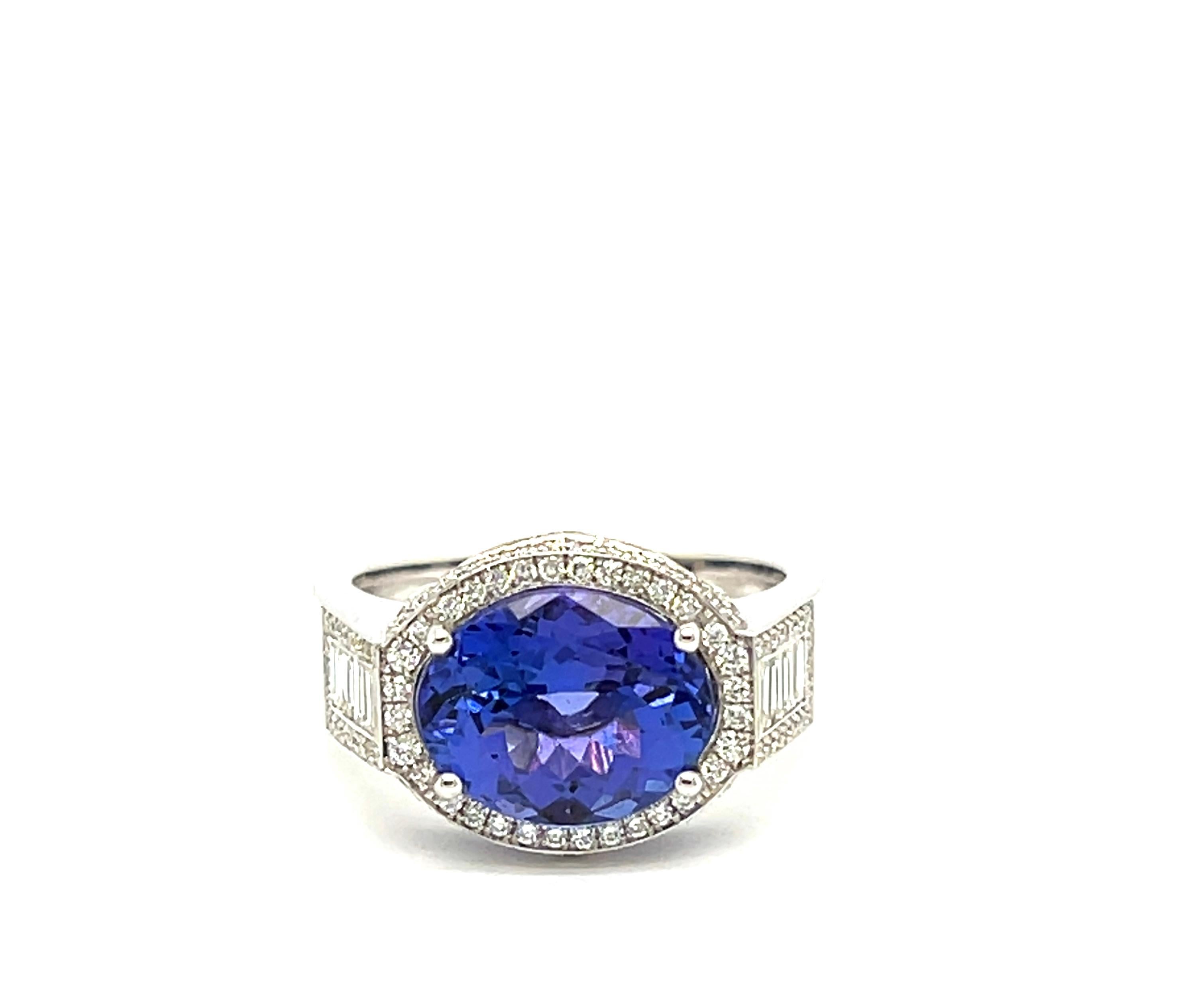 Ring Tanzanite 3 , 95 Carats Diamonds 0 , 32 Carats White Gold 18 Carats 3