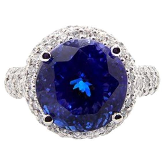  18k White Gold 8.05 ct Tanzanite Ring with 2.77ct Diamonds For Sale