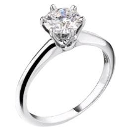 Anello Tiffany 
Co. Brillante rotondo 0,62 ct H/VS2 Platino in vendita