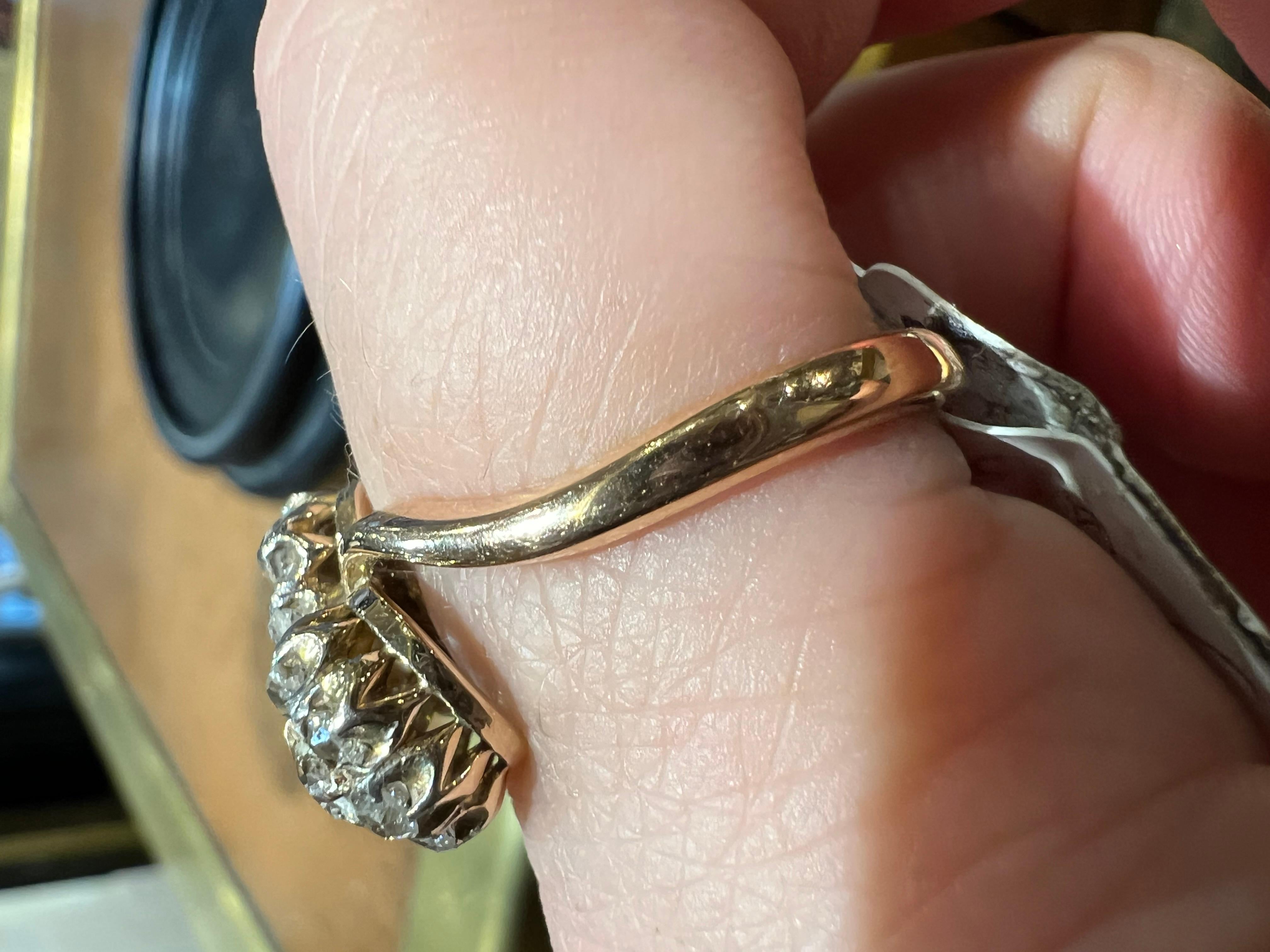 Ring “toi et moi” pave diamonds “antique cut” for 1.20 carat 18 carat gold For Sale 9