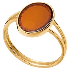 Ring Treasure of Baltic Sea with amber gold size 5.5